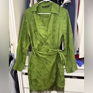 Zara Olive Green Wrap Dress